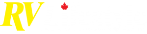 RV Lifestyle magazine logo with maple leaf